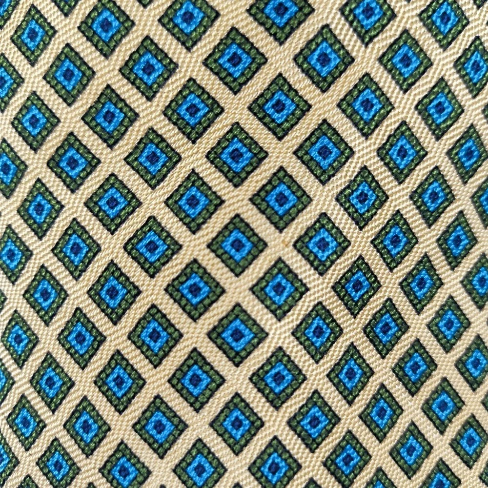 Vintage Brooks Brothers Makers Tie Mens 61x3.5 Silk Geometric Check Abstract USA
